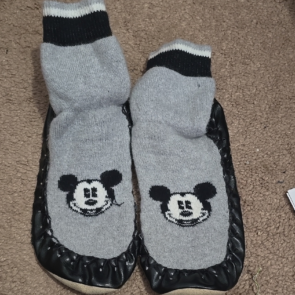 Gray Mickey Mouse Slipper Socks